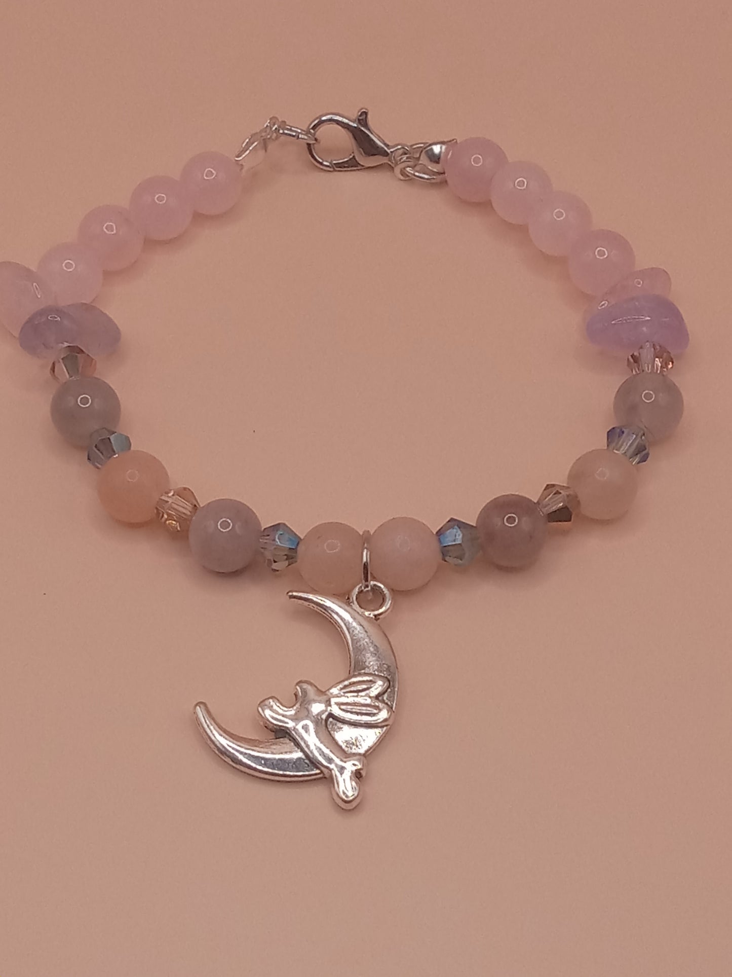 The Moon and The Hare Pink and Purple Beaded Charm Bracelet