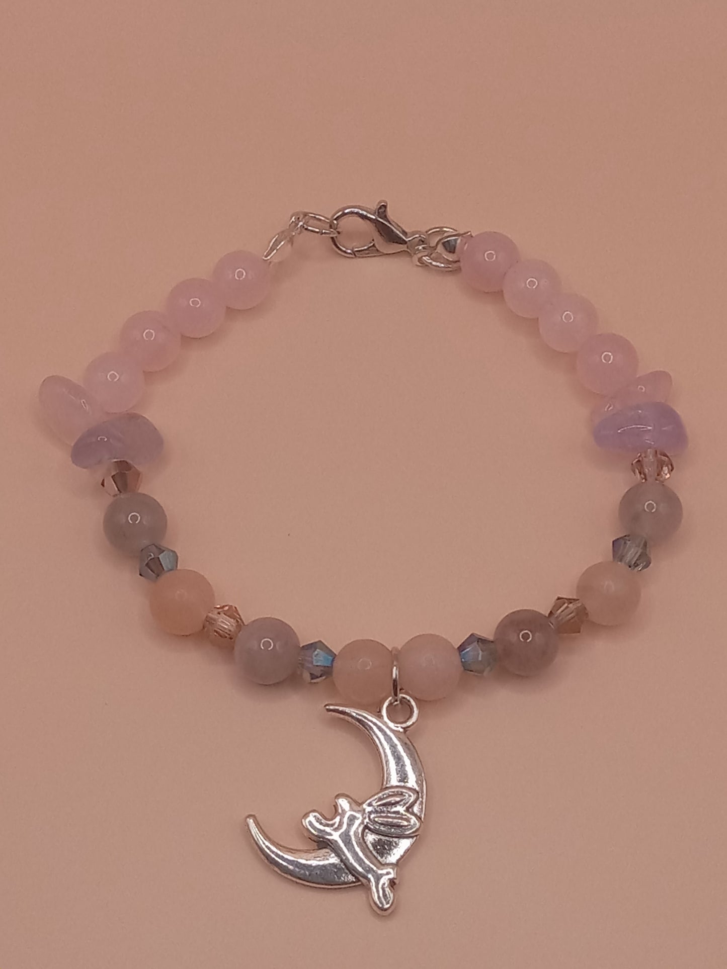 The Moon and The Hare Pink and Purple Beaded Charm Bracelet