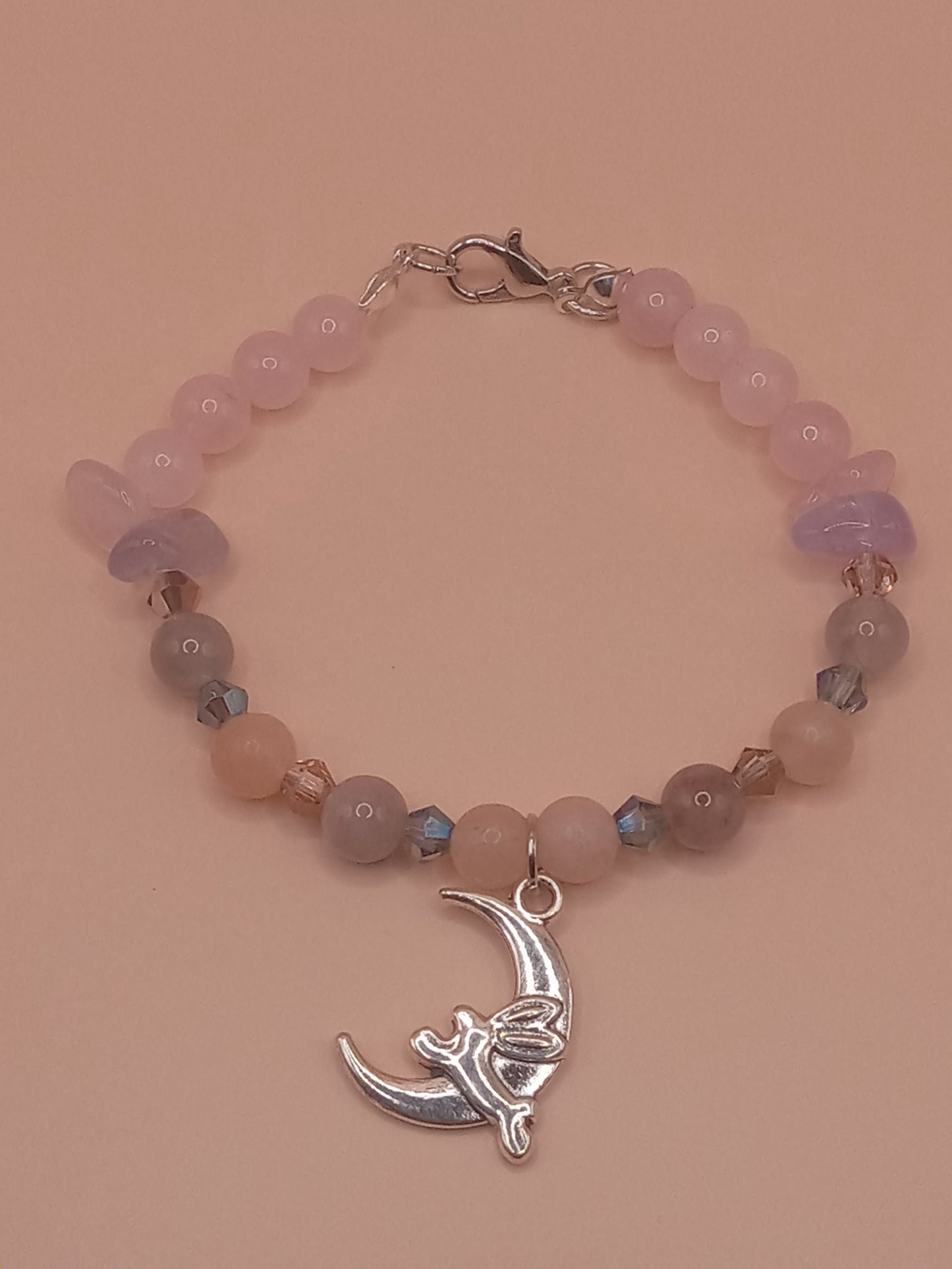 The Moon and The Hare Pink and Purple Beaded Charm Bracelet