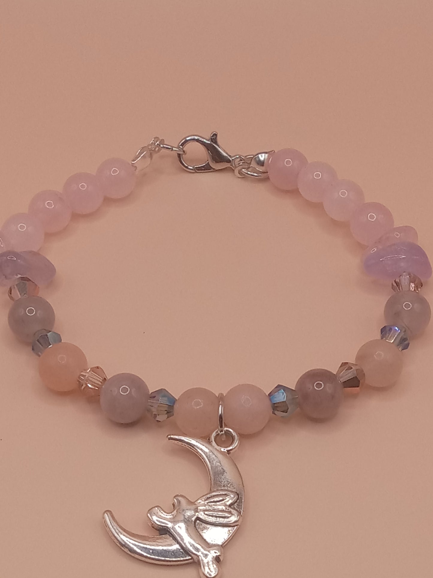 The Moon and The Hare Pink and Purple Beaded Charm Bracelet