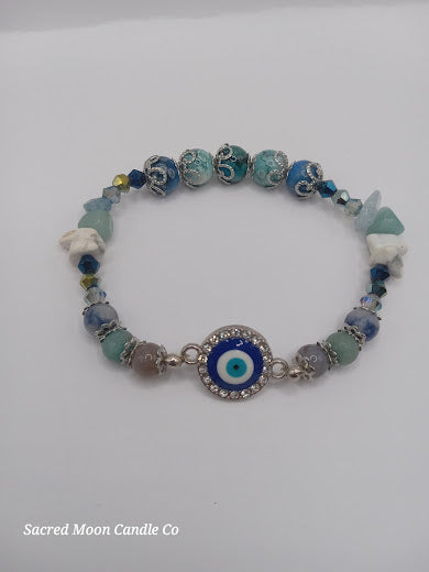 Stackable Blue and White Evil Eye Charm Bracelet