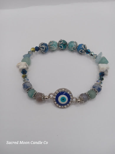Stackable Blue and White Evil Eye Charm Bracelet
