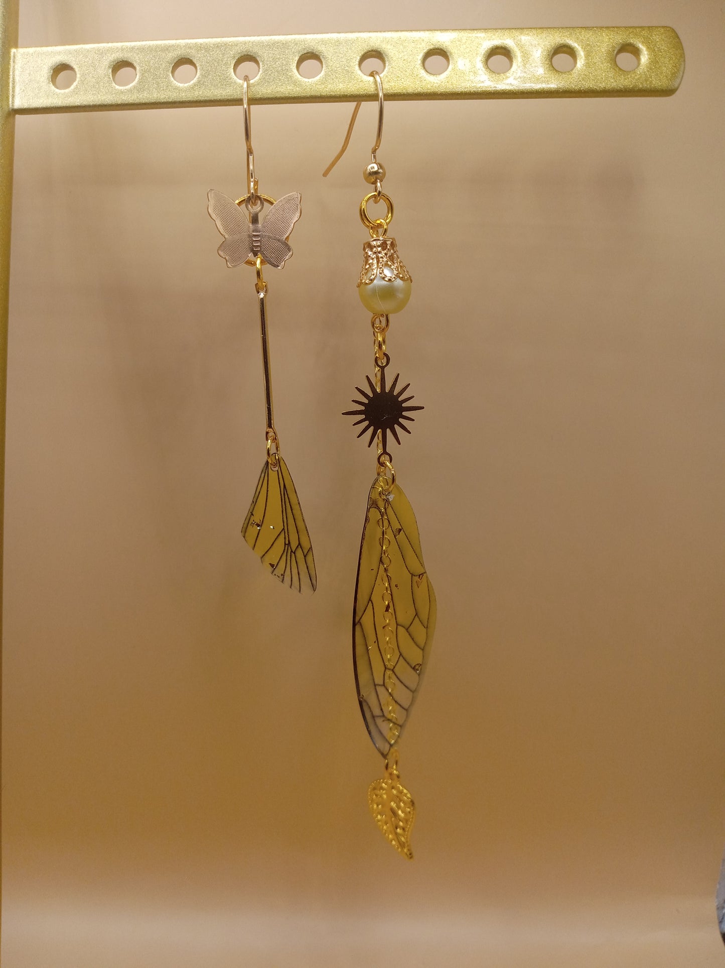 Irregular Yellow Fairy Wing Earrings