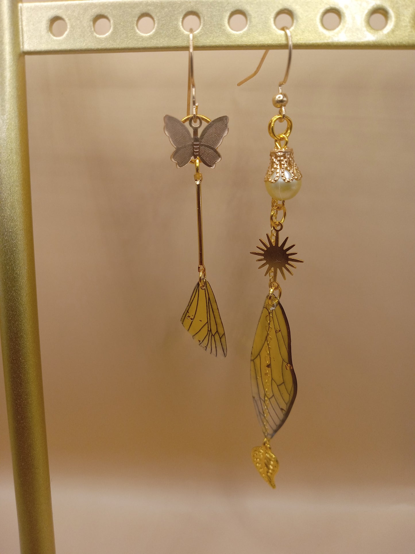 Irregular Yellow Fairy Wing Earrings