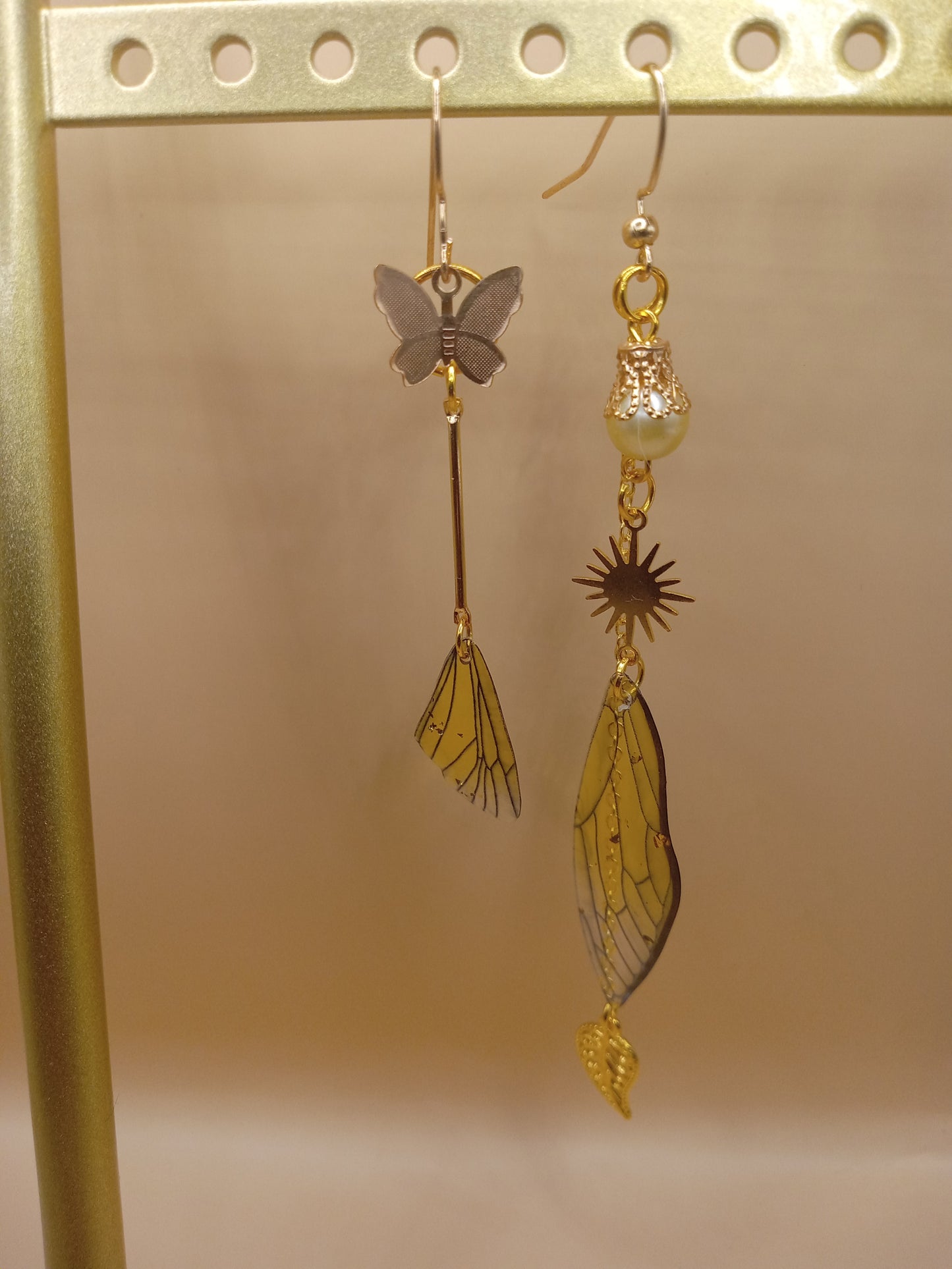 Irregular Yellow Fairy Wing Earrings