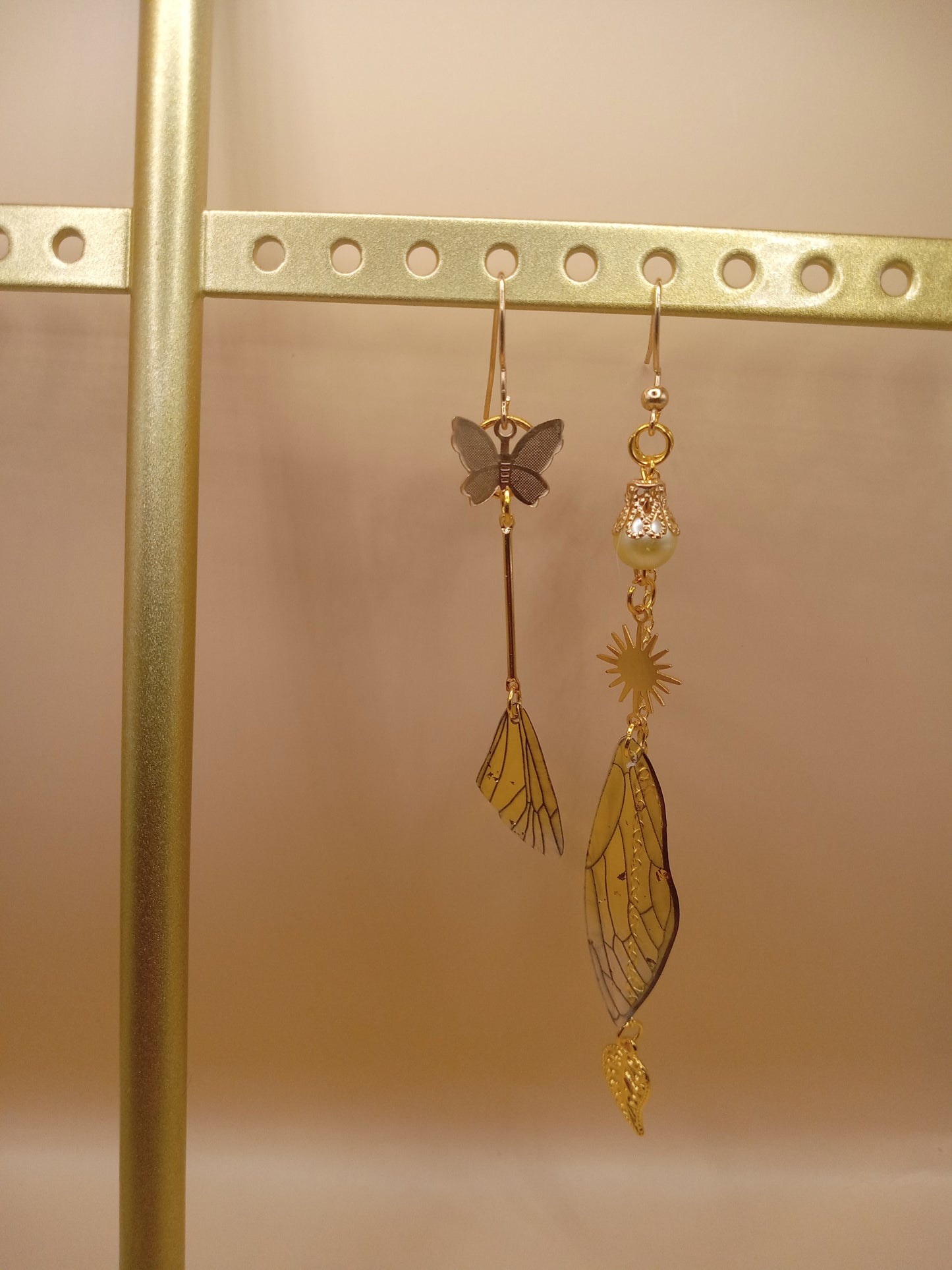Irregular Yellow Fairy Wing Earrings