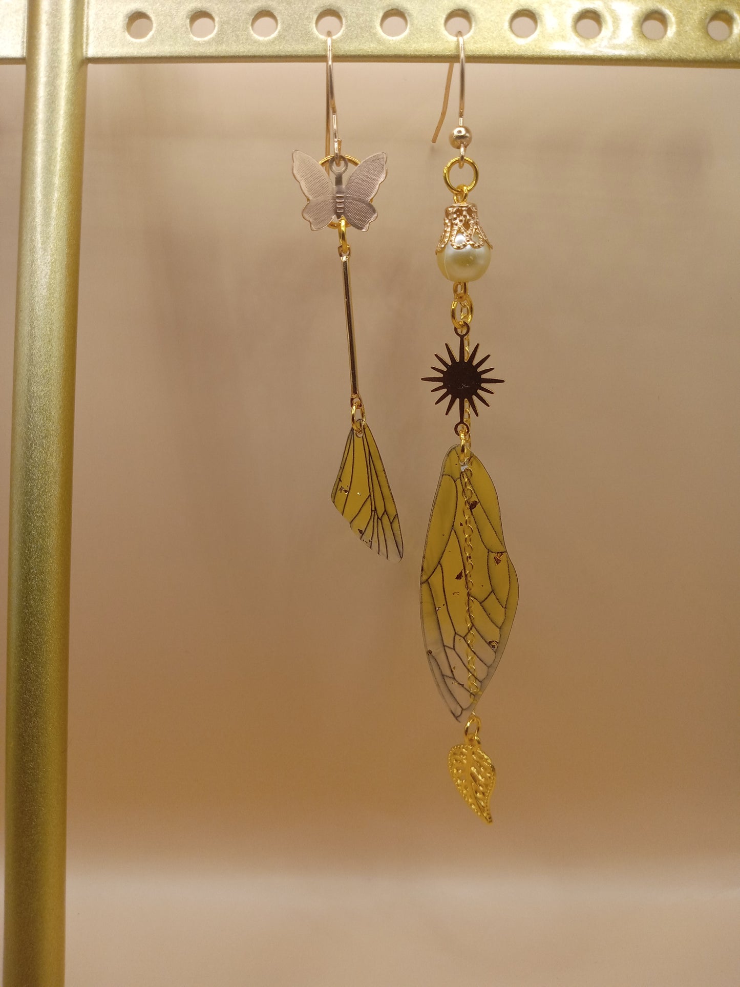 Irregular Yellow Fairy Wing Earrings