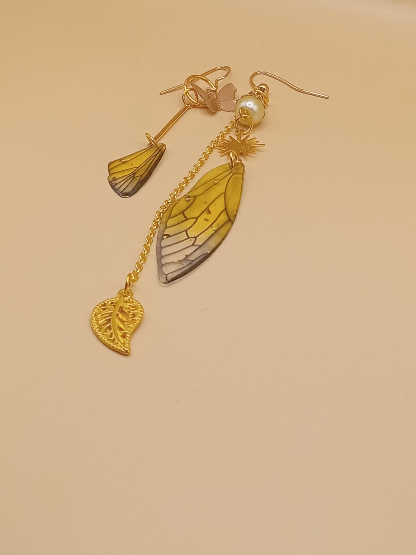 Irregular Yellow Fairy Wing Earrings