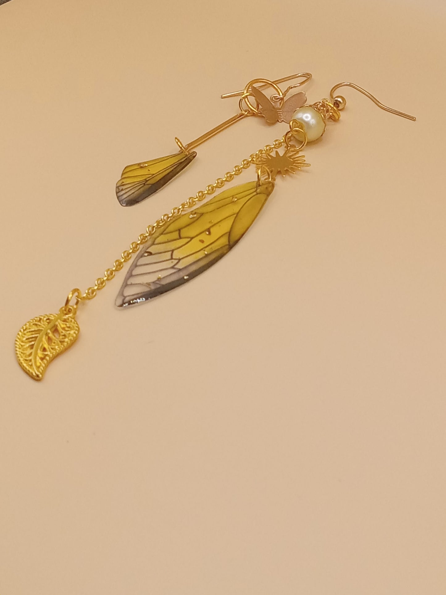 Irregular Yellow Fairy Wing Earrings