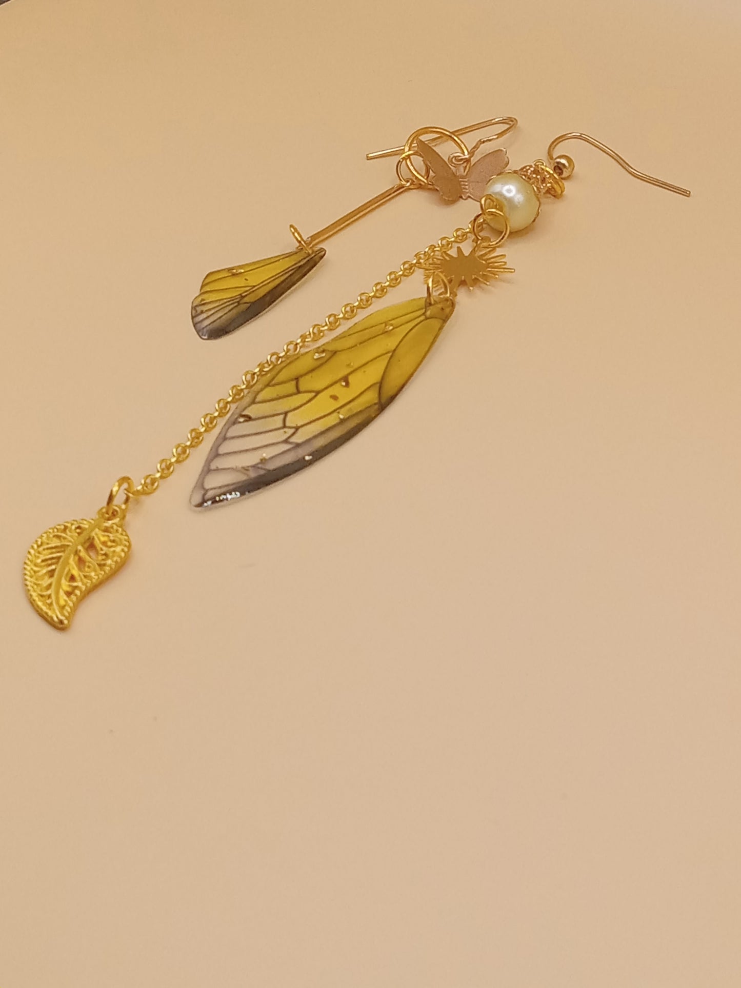 Irregular Yellow Fairy Wing Earrings