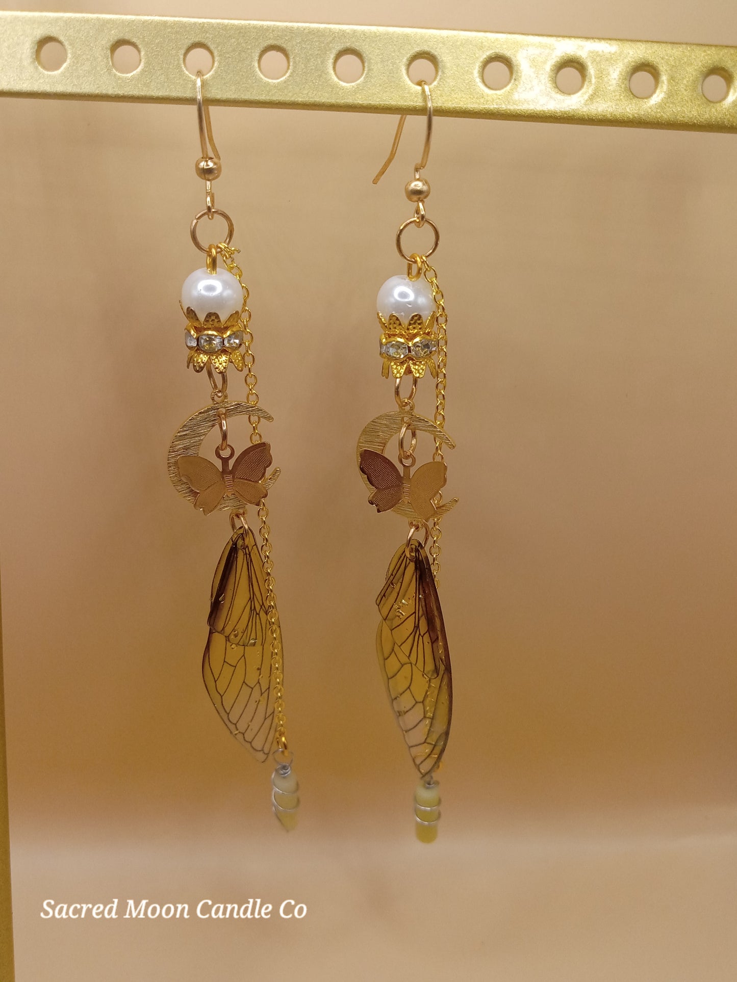 Yellow Fairy Wing Dangle Earrings