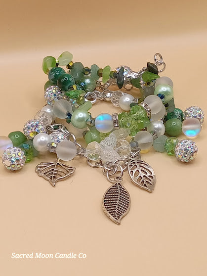 Green Fae of the Forest Bracelet Stack