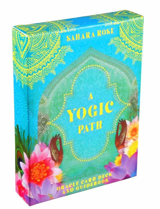 A Yogic Path tarot and oracle decks for divination box by Sacred Moon Candle Co with colorful floral and mandala design