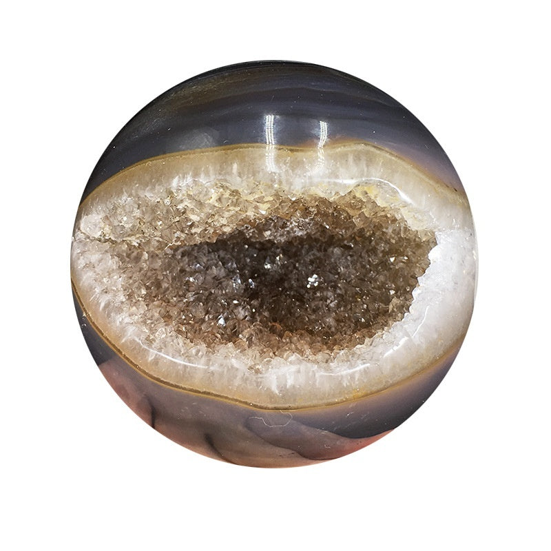 Sacred Moon Candle Co agate crystal ball for altar with natural geode center and polished surface
