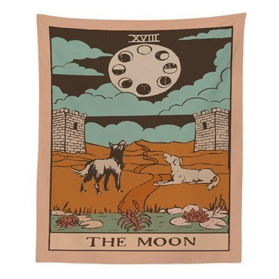 Sacred Moon Candle Co wall decor Moon tapestry two wolves towers moon phases the sun, moon, and star tapestries .