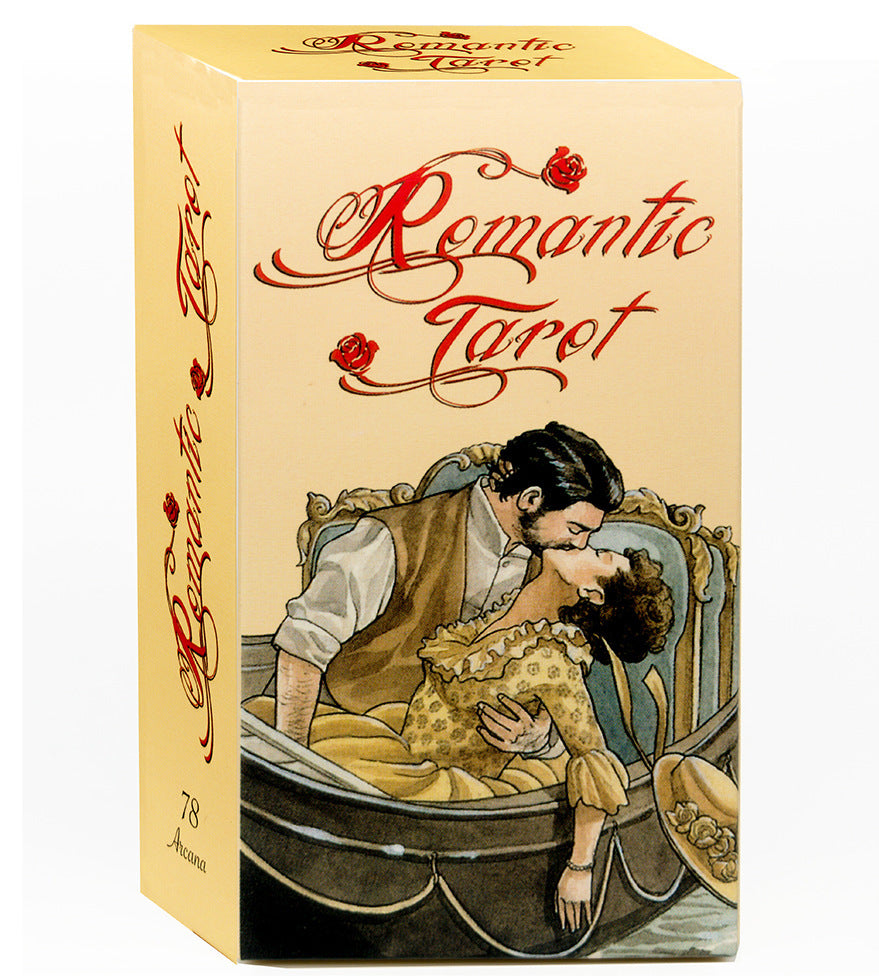 Romantic Tarot card deck by Sacred Moon Candle Co featuring modern tarot cards for beginners in vintage style packaging