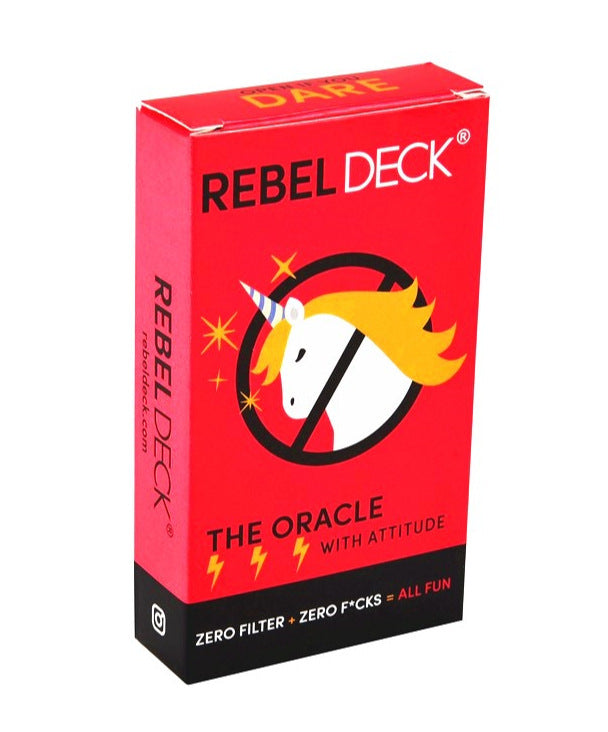 Rebel Deck tarot card by Sacred Moon Candle Co for tarot and oracle decks for divination with bold red packaging