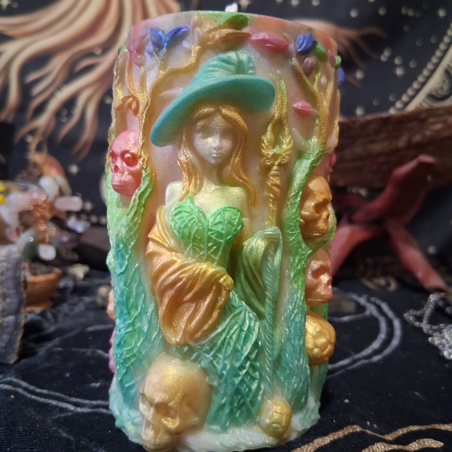 Brigid Blessings Ostara Spring Equinox Pillar Candle in Waking Witch Scent