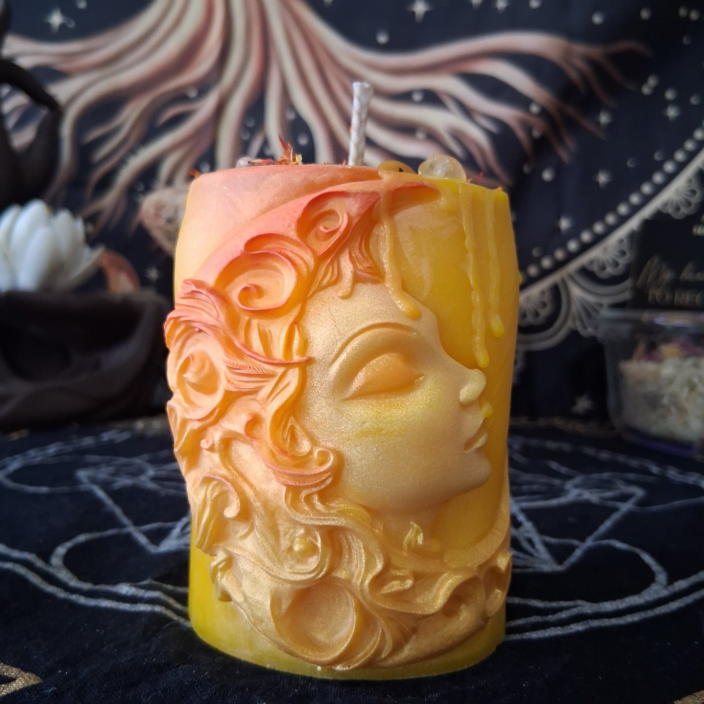 Athena's Radiance Moon Goddess Devotional Pillar Candle