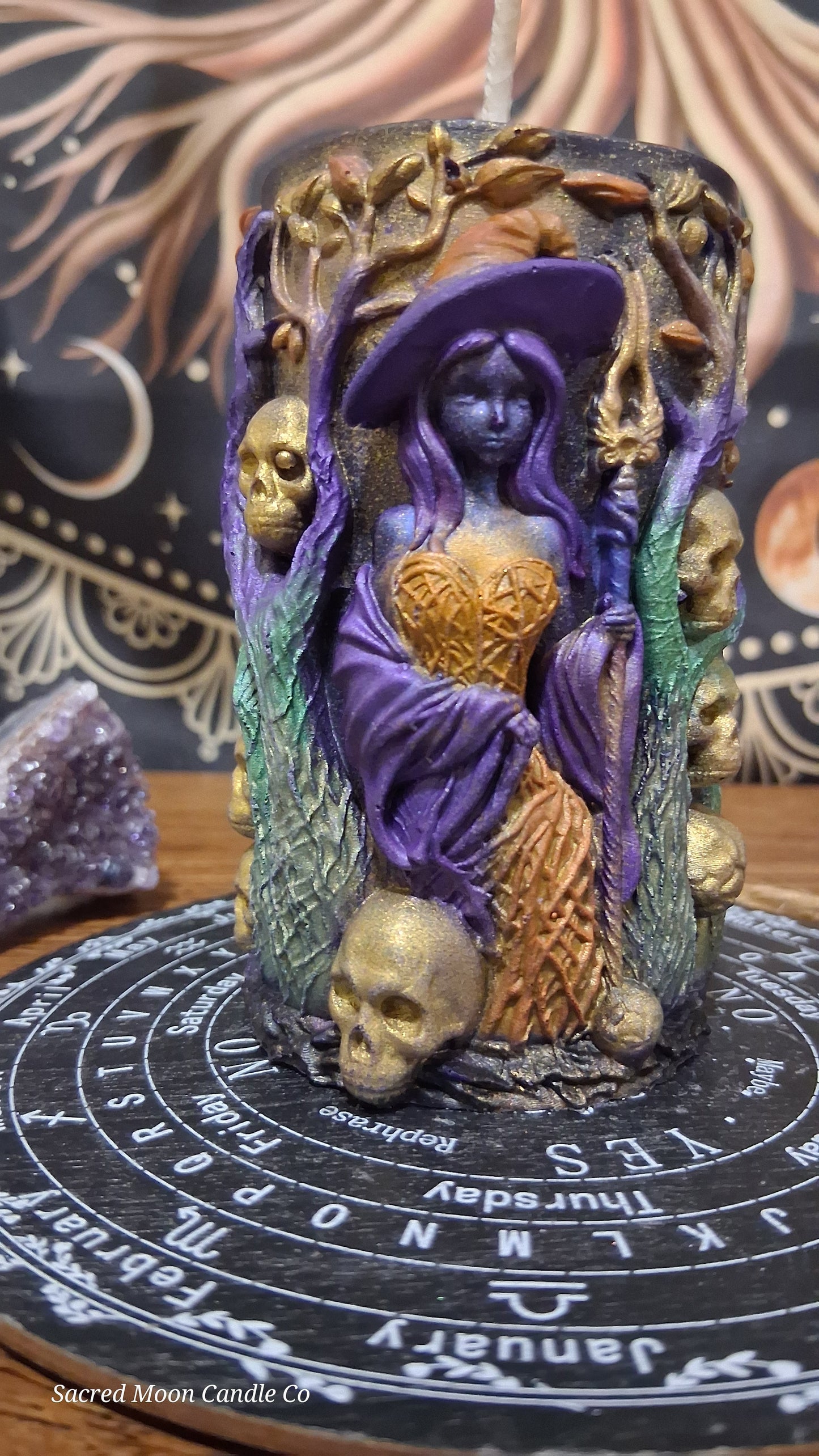 Hekate's Saffron Garden Witch Pillar Ritual Candle
