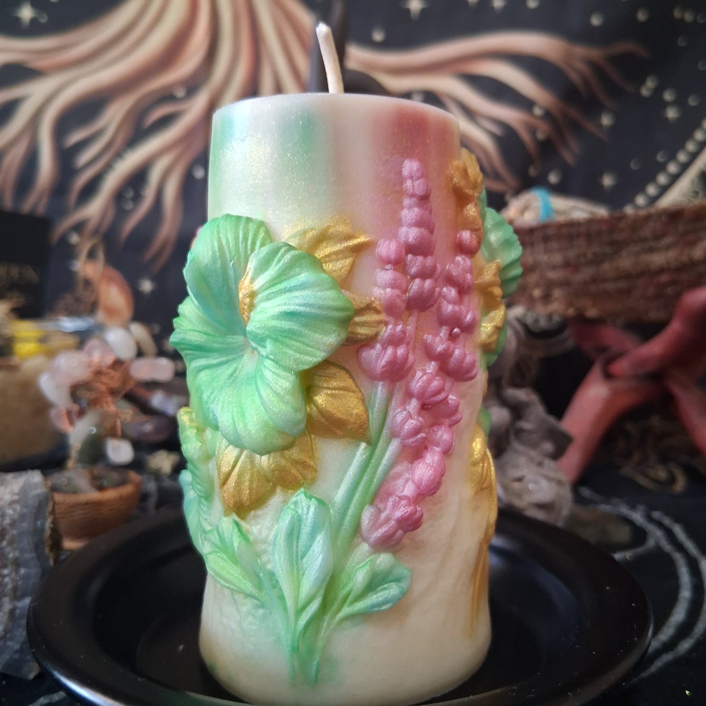 Brigid's Light Ostara Hibiscus Goddess Candle in Waking Witch Scent