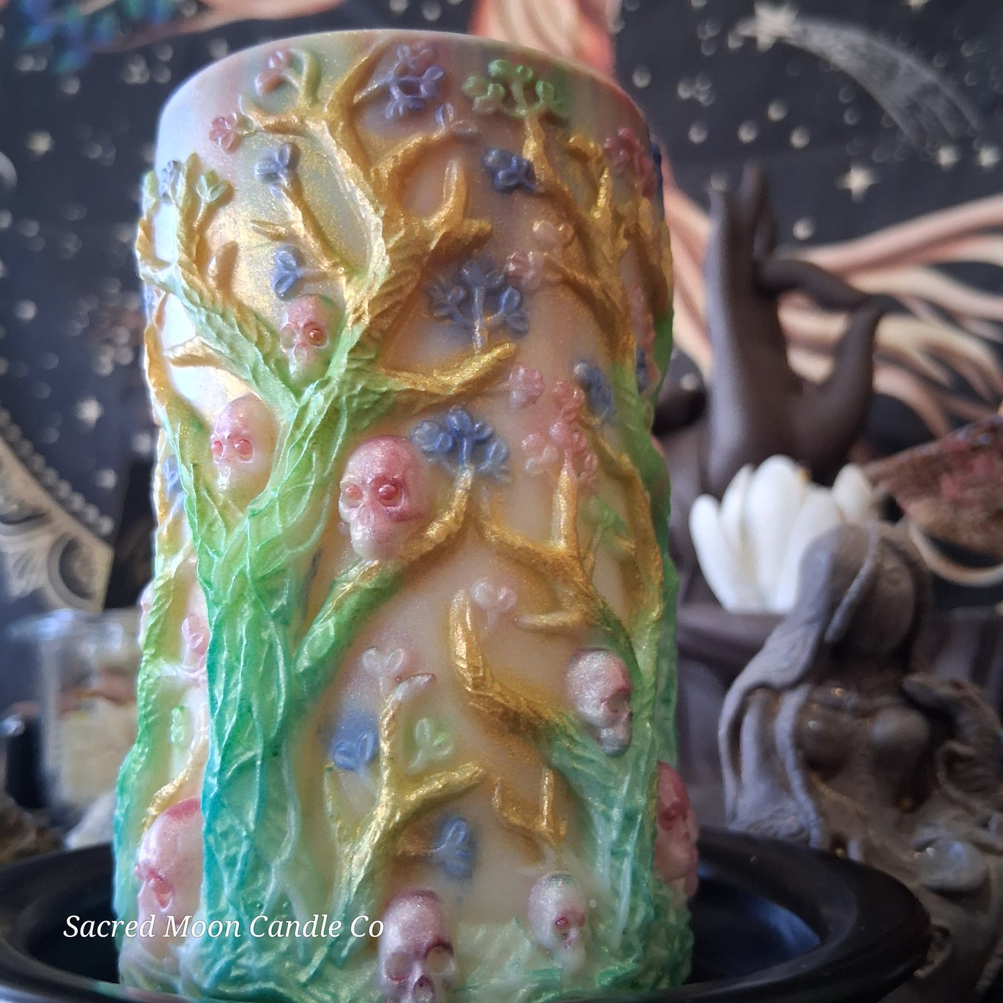 Brigid Blessings Ostara Spring Equinox Pillar Candle in Waking Witch Scent Style 2