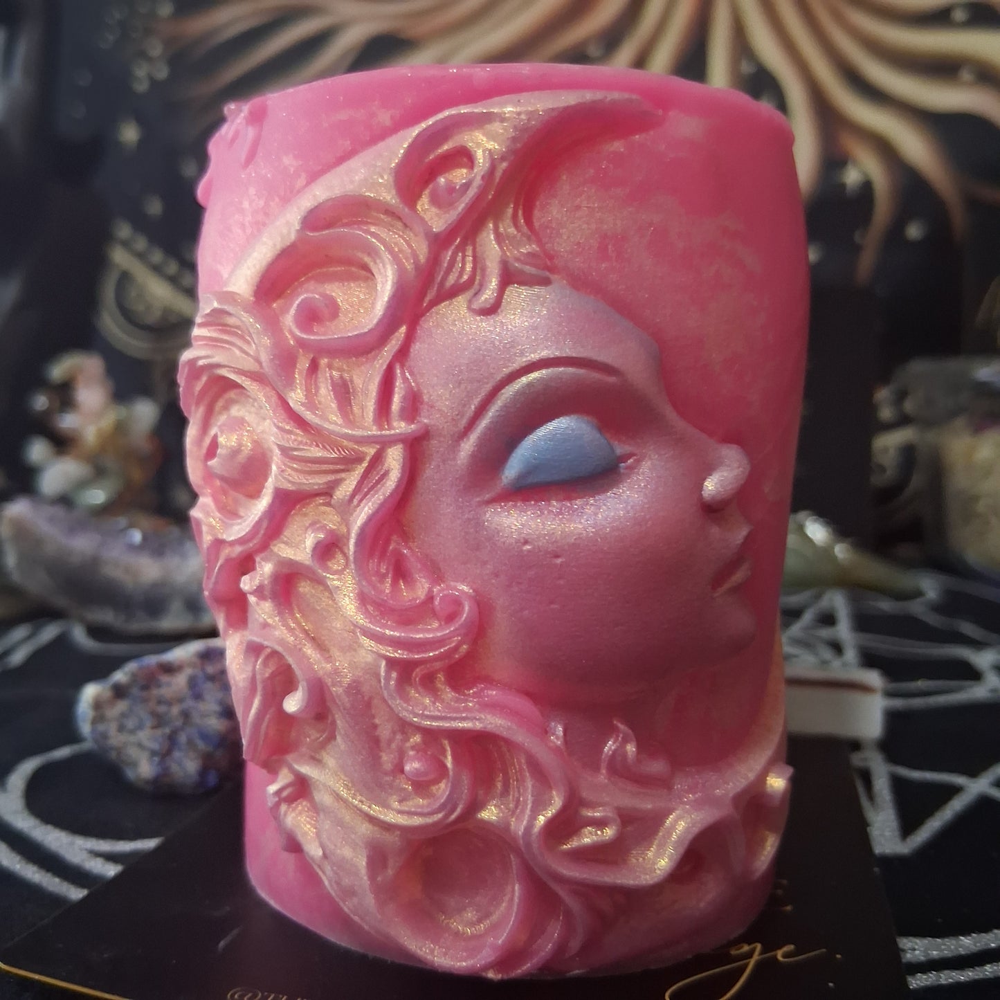 Aphrodite's Kiss Moon Goddess Ritual Pillar Candle