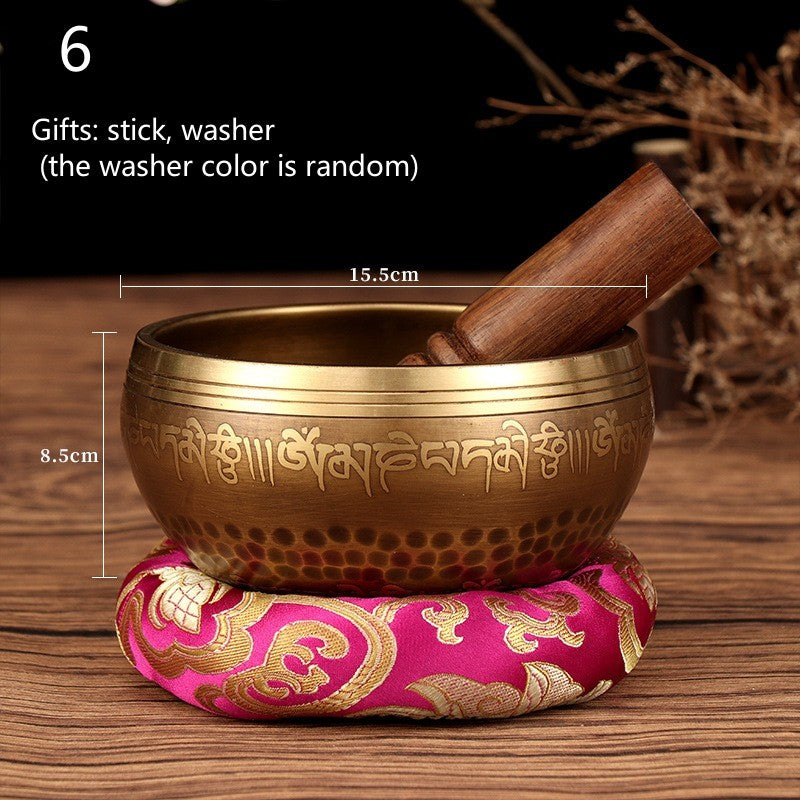 Sacred Moon Candle Co Tibetan Buddha mantra bowl with wooden stick and decorative cushion for spiritual practice