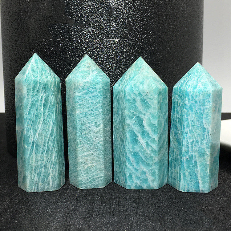 Sacred Moon Candle Co four polished blue green natural tianhe stone crystal column towers