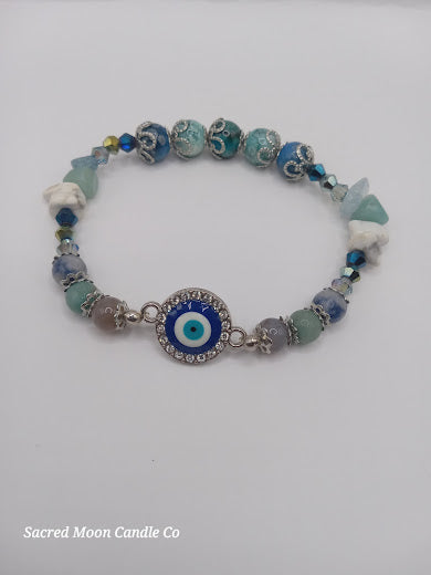 Stackable Blue and White Evil Eye Charm Bracelet