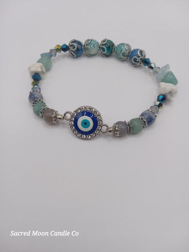 Stackable Blue and White Evil Eye Charm Bracelet