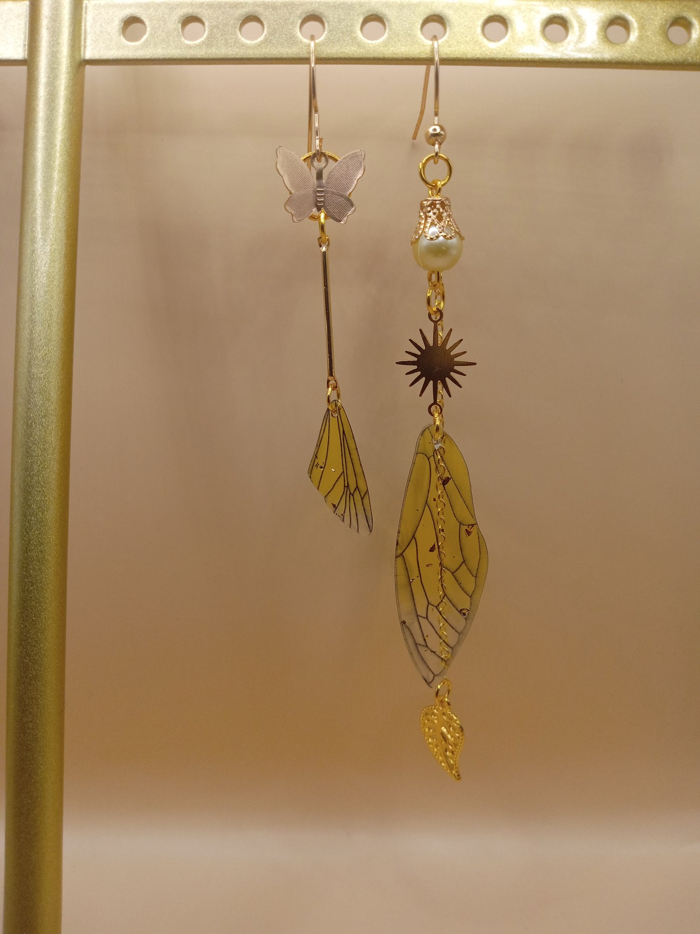 Irregular Yellow Fairy Wing Earrings