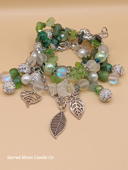 Green Fae of the Forest Bracelet Stack