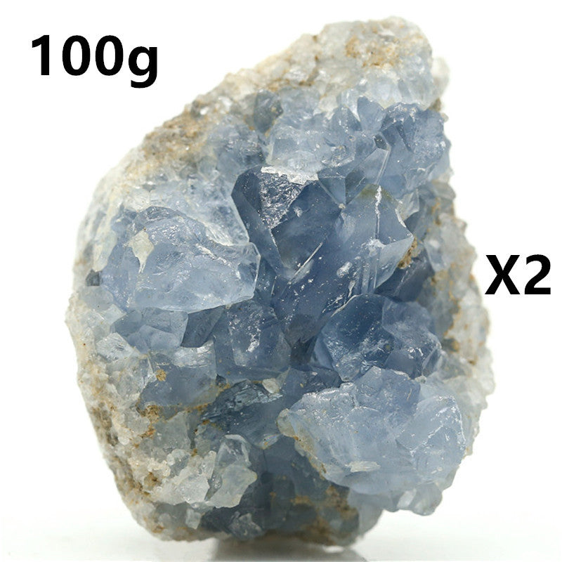 Sacred Moon Candle Co celestite kyanite crystal stone 100g blue cluster geode set of two healing display