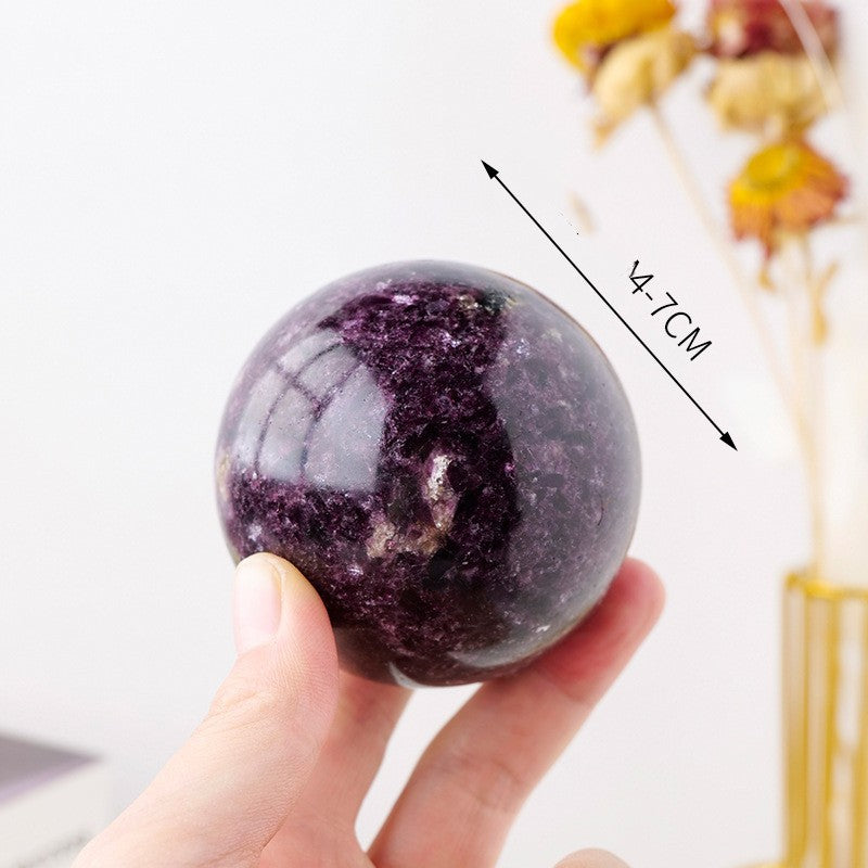 Sacred Moon Candle Co Purple Mica Crystal ball 4.7 cm polished purple crystal sphere held in hand