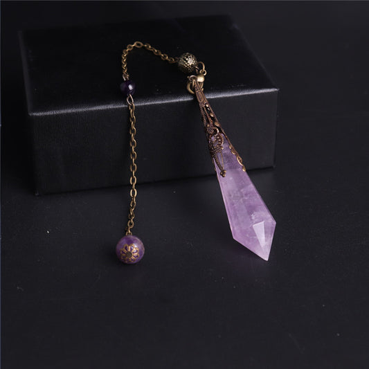 Sacred Moon Candle Co amethyst healing natural crystal pendant with bronze filigree cap and chain