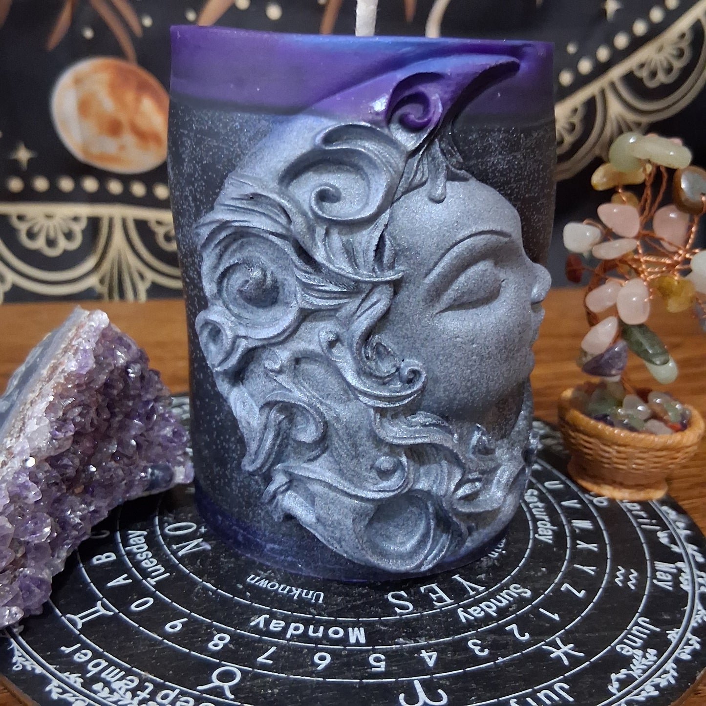 Hekate's Veil Moon Goddess  Ritual Pillar Candle