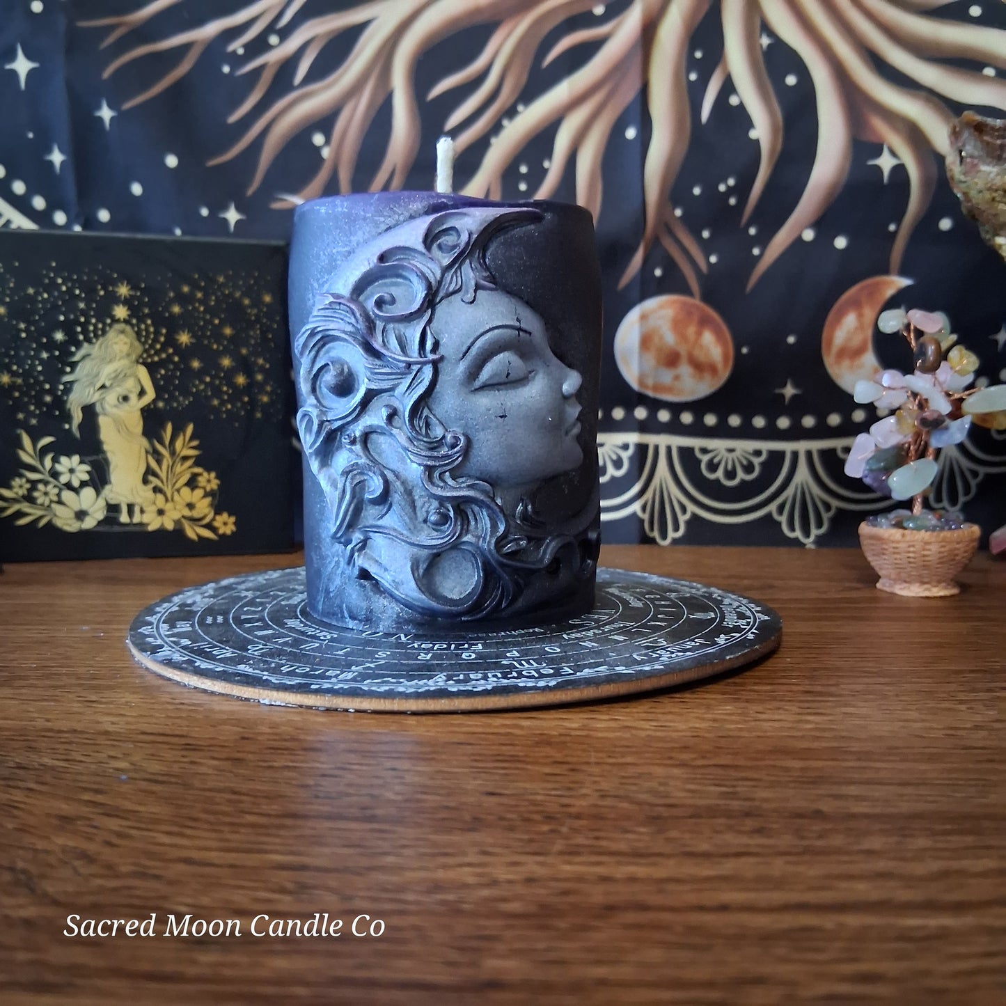 Hekate's Veil Moon Goddess  Ritual Pillar Candle