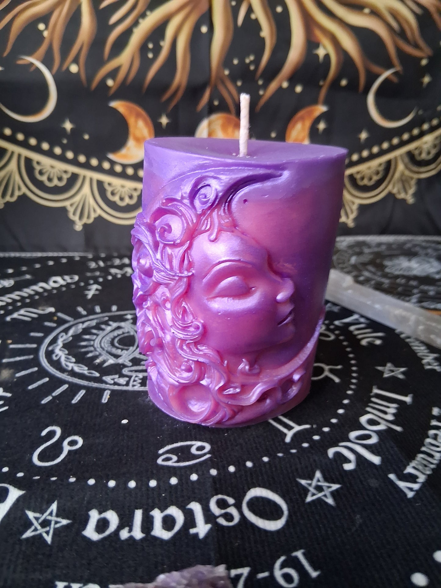Celestial Bloom Scented Moon Goddess Pillar Candle