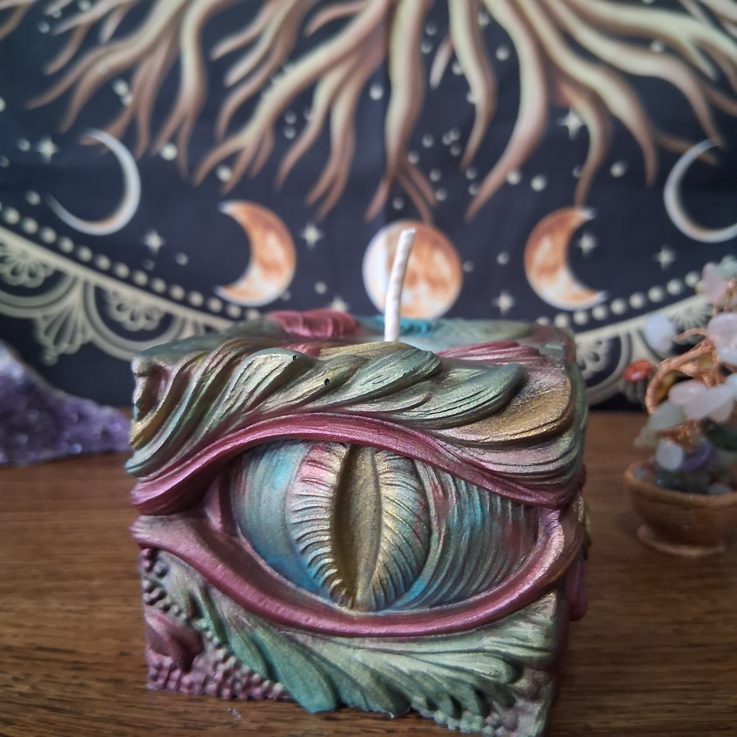 Ambered Serpents Gaze Dragon Eye Pillar Candle