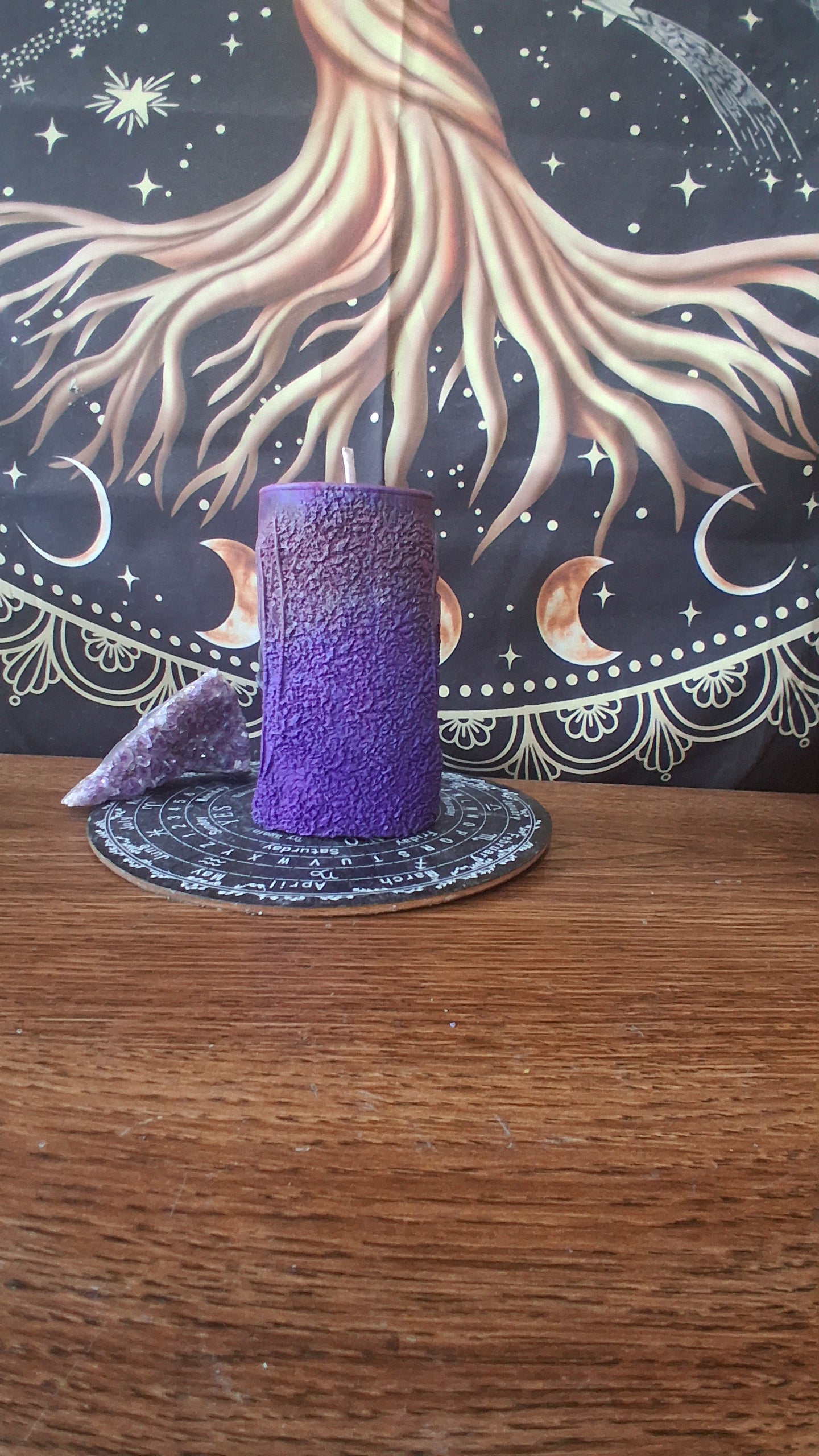 Pink, Purple, and Black Nightshade Elixir Skull and Raven Pillar Candle