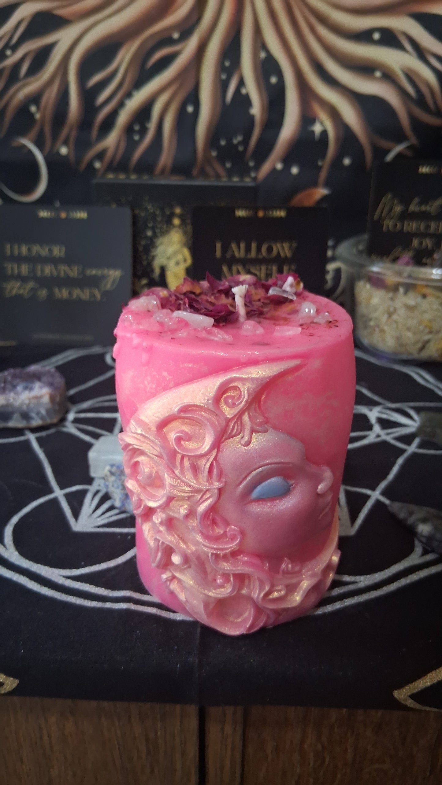 Aphrodite's Kiss Moon Goddess Ritual Pillar Candle