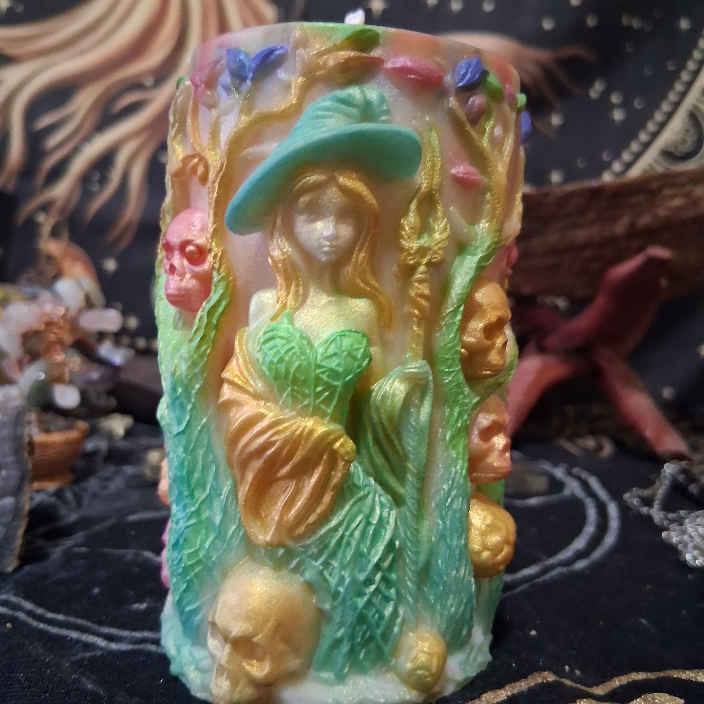 Brigid Blessings Ostara Spring Equinox Pillar Candle in Waking Witch Scent