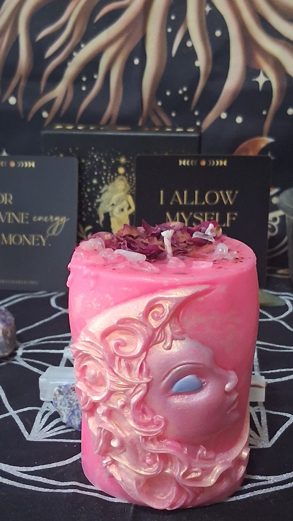 Aphrodite's Kiss Moon Goddess Ritual Pillar Candle