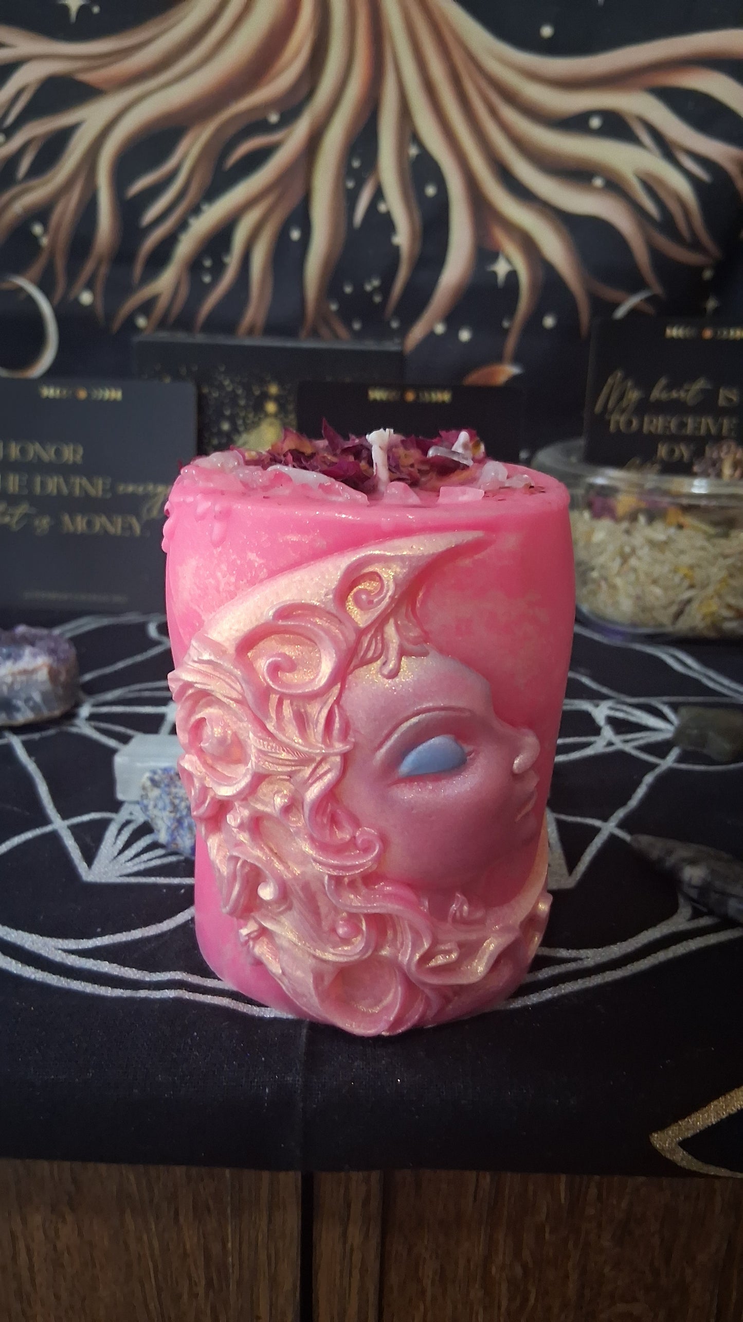 Aphrodite's Kiss Moon Goddess Ritual Pillar Candle