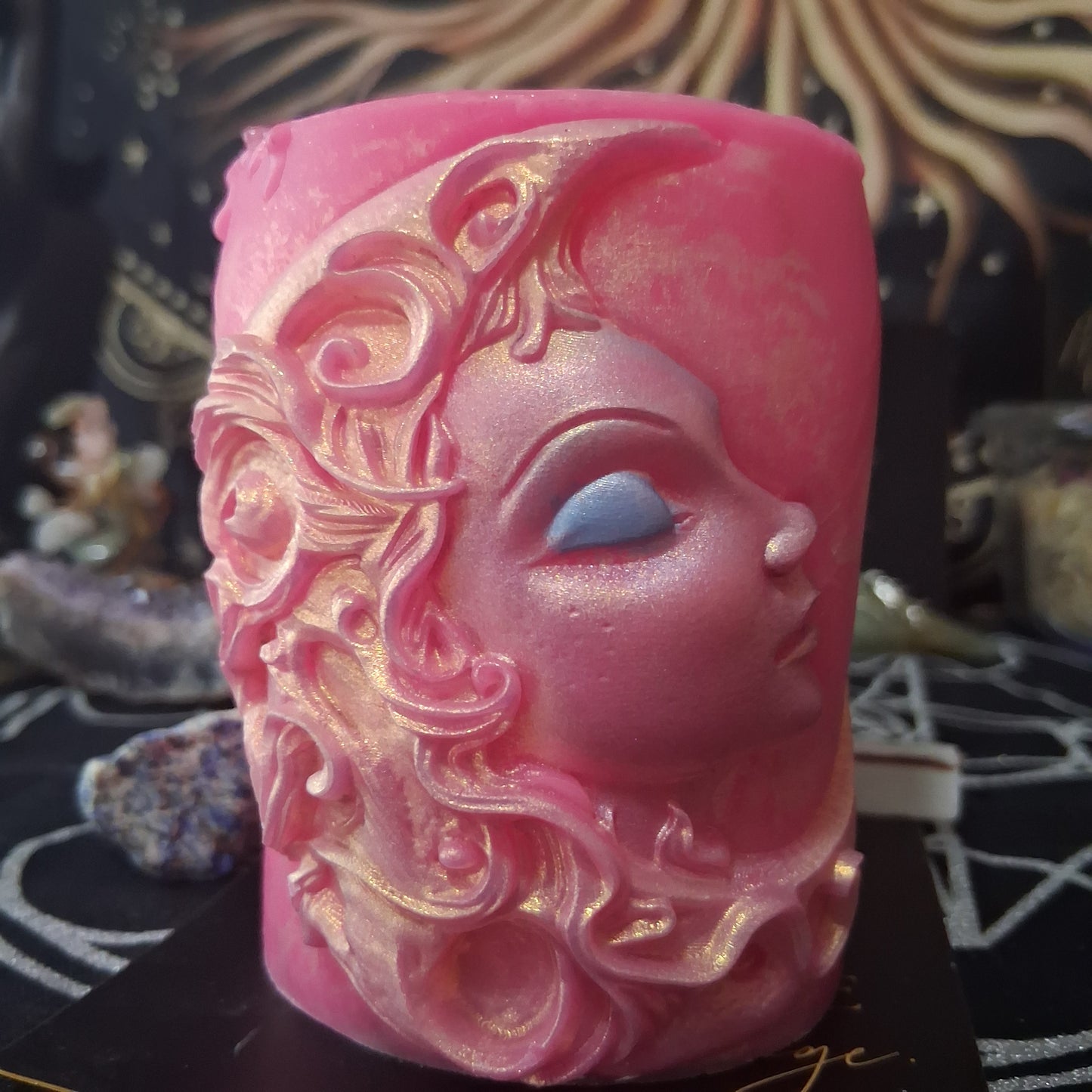 Aphrodite's Kiss Moon Goddess Ritual Pillar Candle