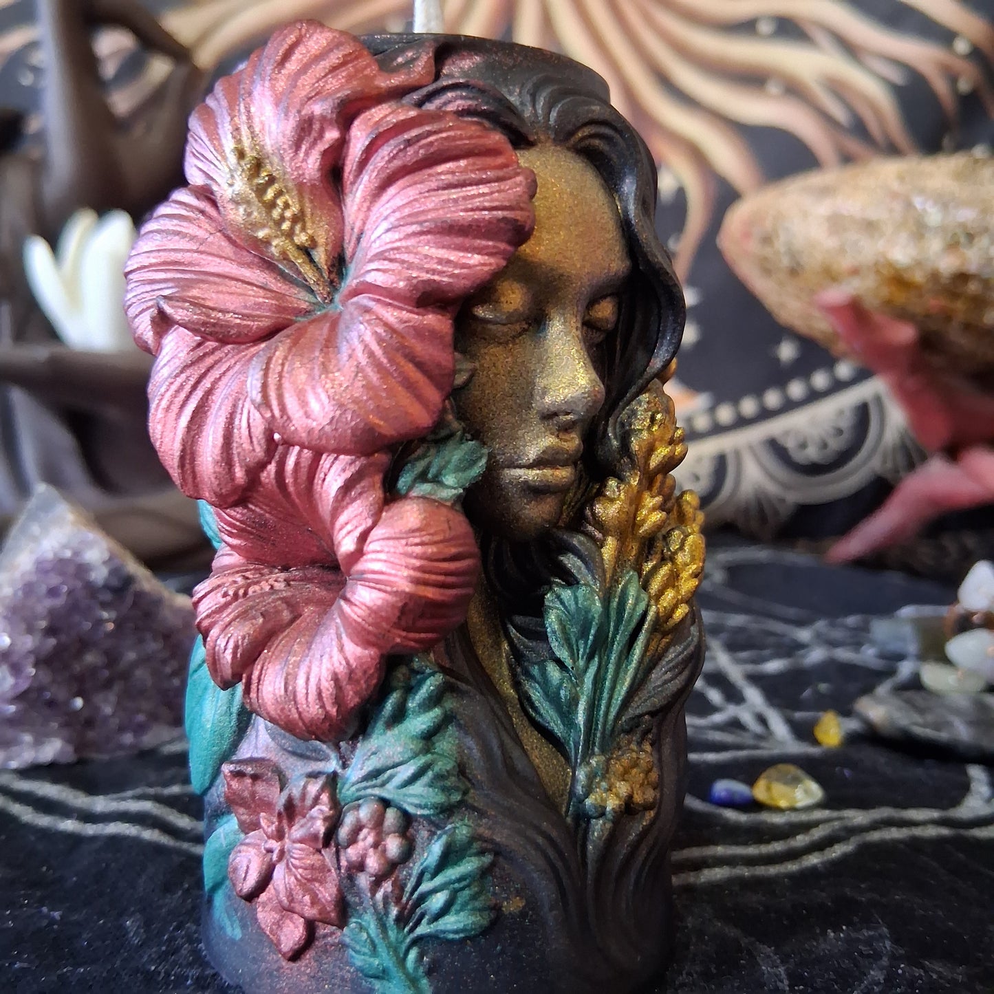 Lakshmi Hibiscus Goddess Ritual Pillar Candle