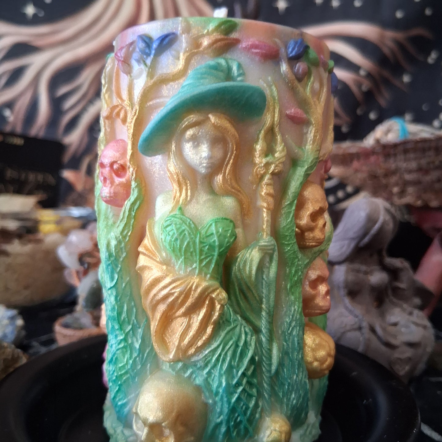Brigid Blessings Ostara Spring Equinox Pillar Candle in Waking Witch Scent