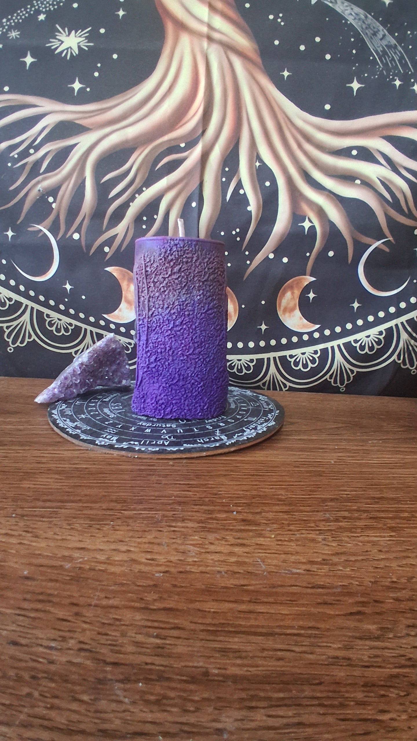 Pink, Purple, and Black Nightshade Elixir Skull and Raven Pillar Candle