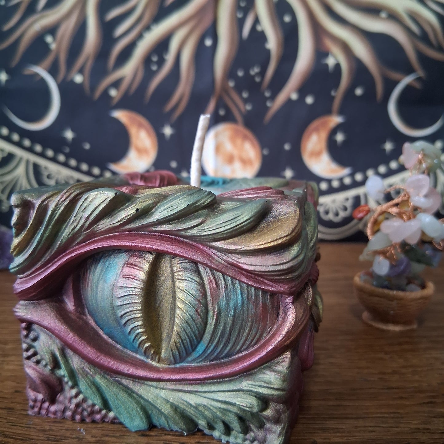 Ambered Serpents Gaze Dragon Eye Pillar Candle